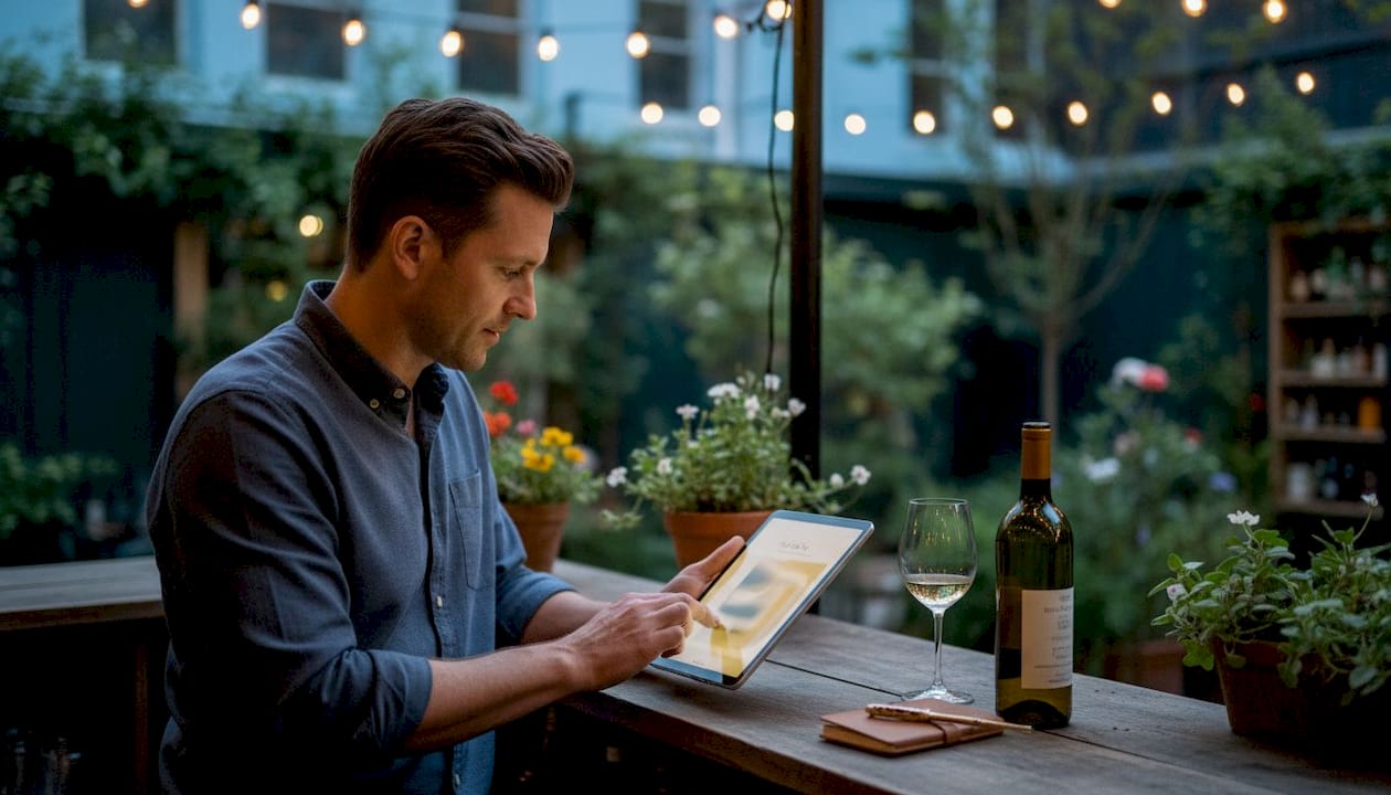 Bar manager using digital tasting note menu tablet