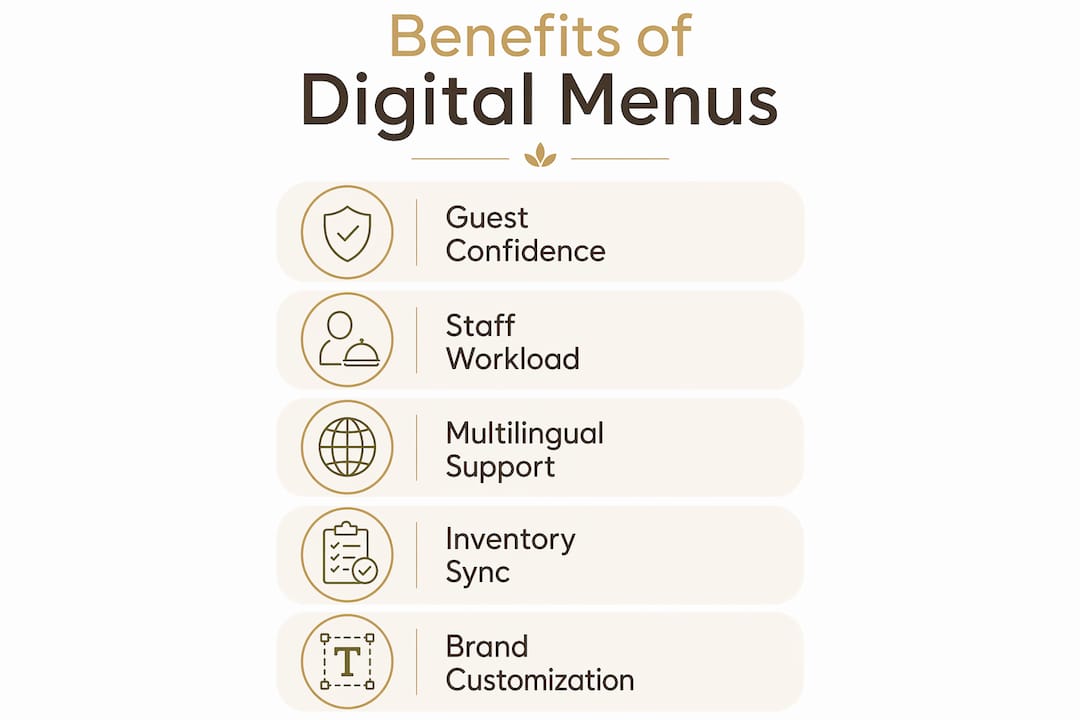 Infographic outlining benefits of digital tasting note menus