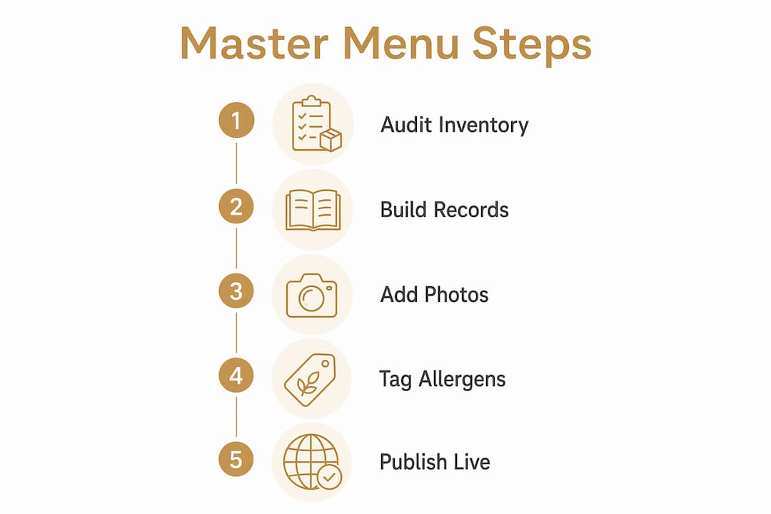 Infographic illustrating master menu template process