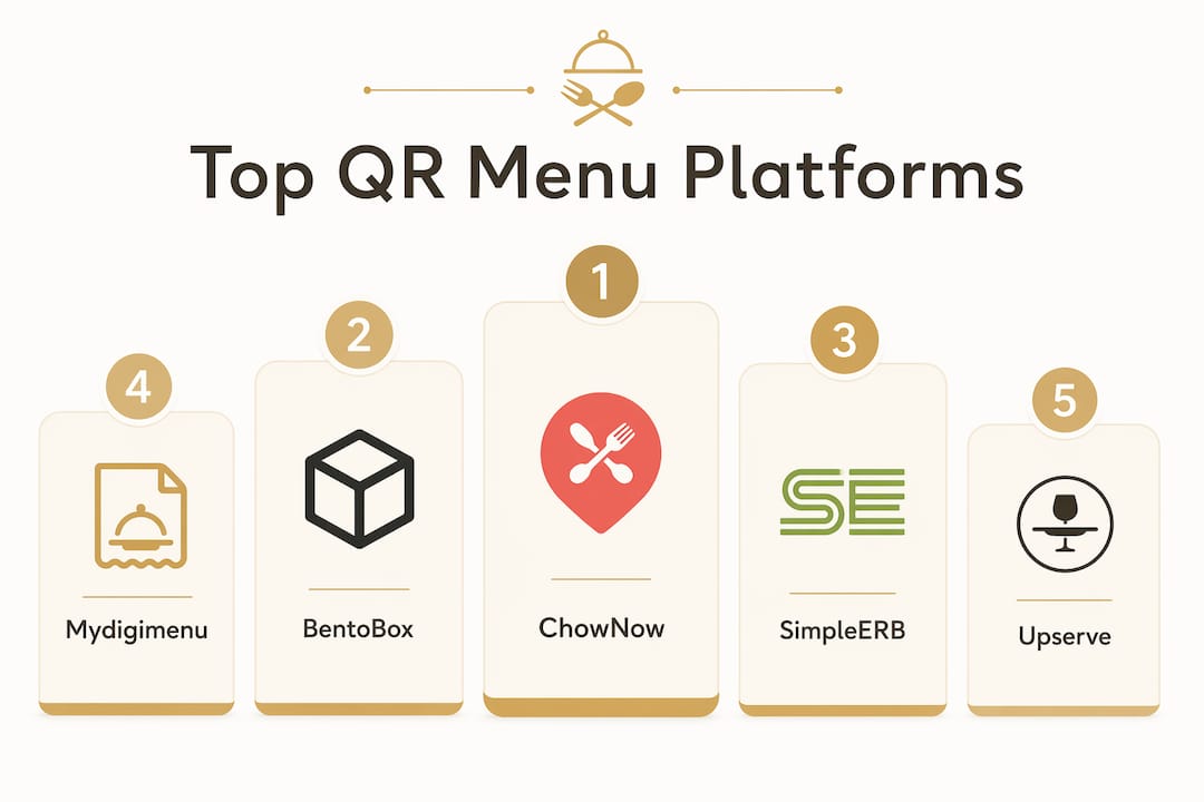 Infographic comparing top restaurant QR menu platforms with ranking