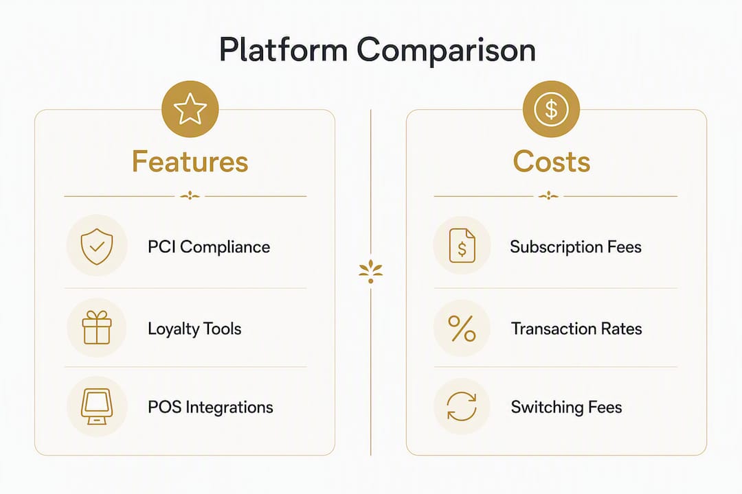 Infographic comparing features and costs of restaurant signage platforms