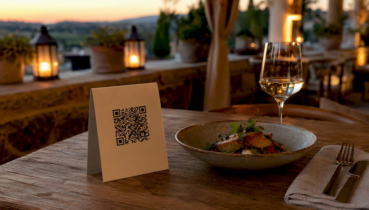 QR code on restaurant table tent