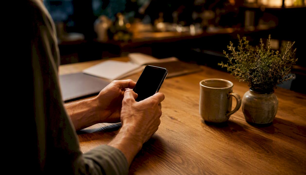 Hands holding smartphone for SMS marketing