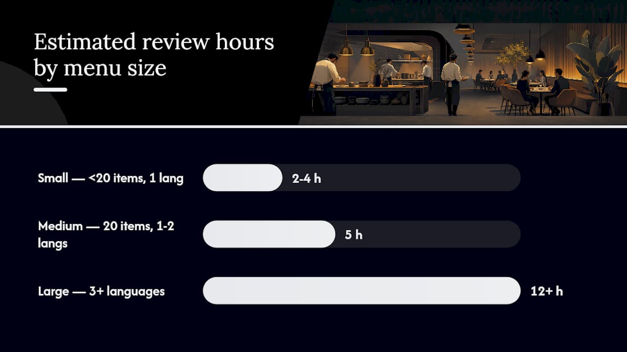 Menu localization checklist by size and QA steps