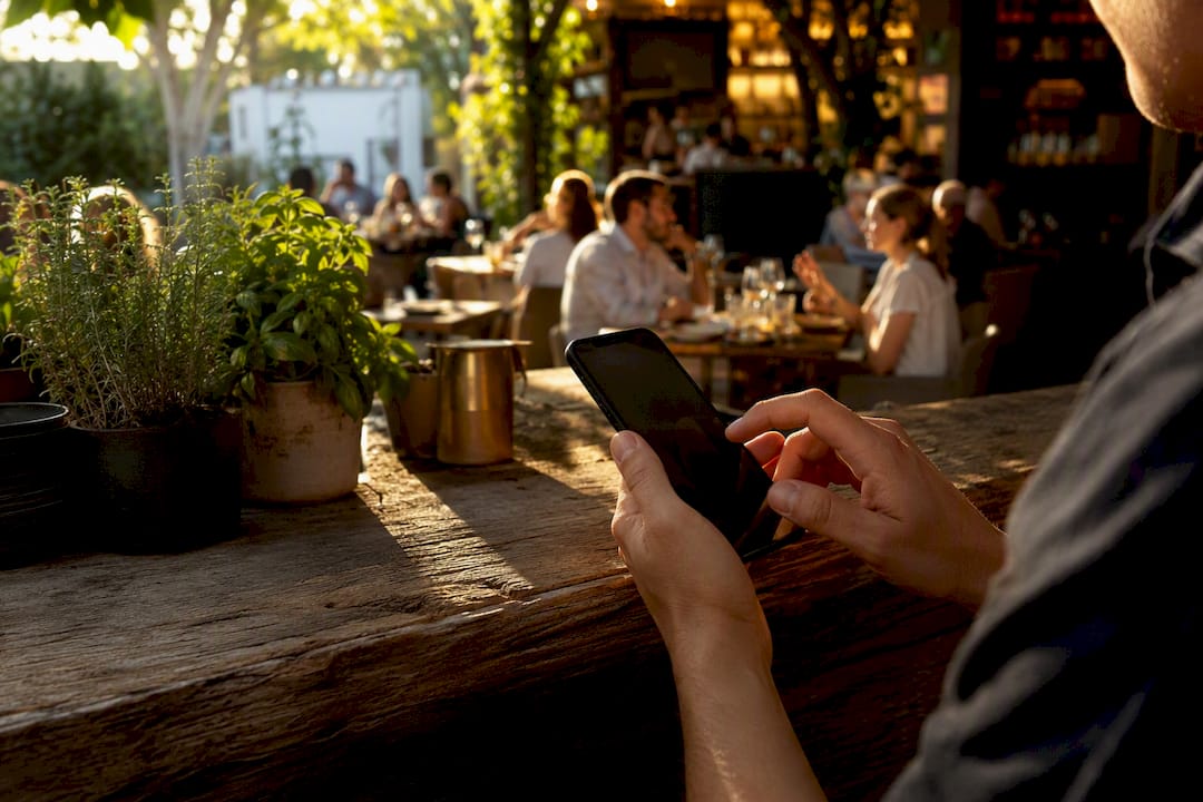 Hand sending SMS notification on smartphone