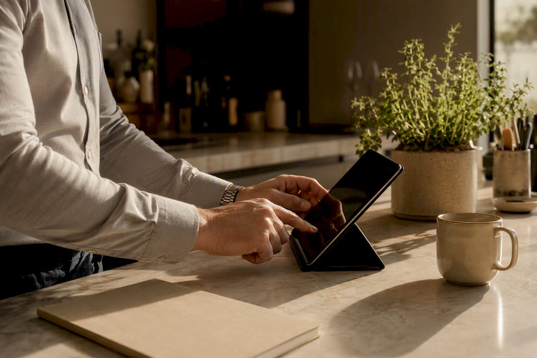 Hands adjusting restaurant digital order setup