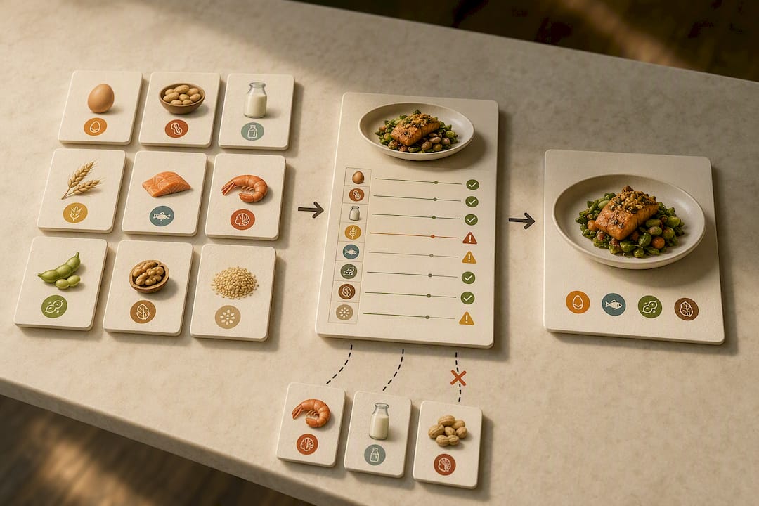 Ingredient verification flowing to allergen icons