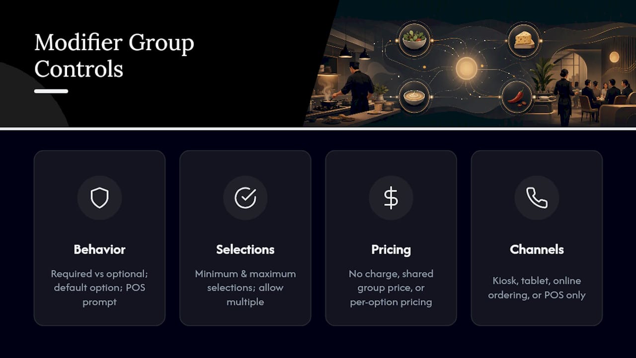 Modifier group settings and channel controls