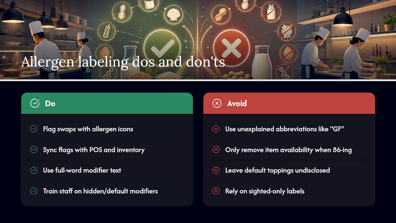 Allergen Labeling and Accessibility in Modifier Options — overview diagram