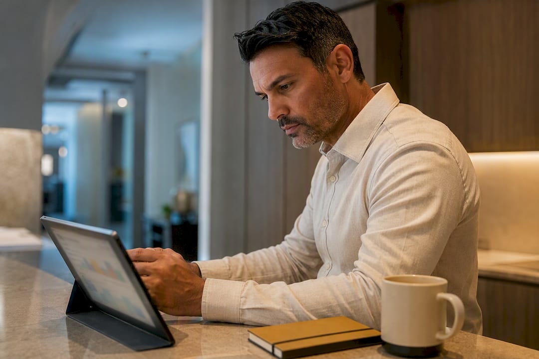Manager reviewing QR menu analytics dashboard