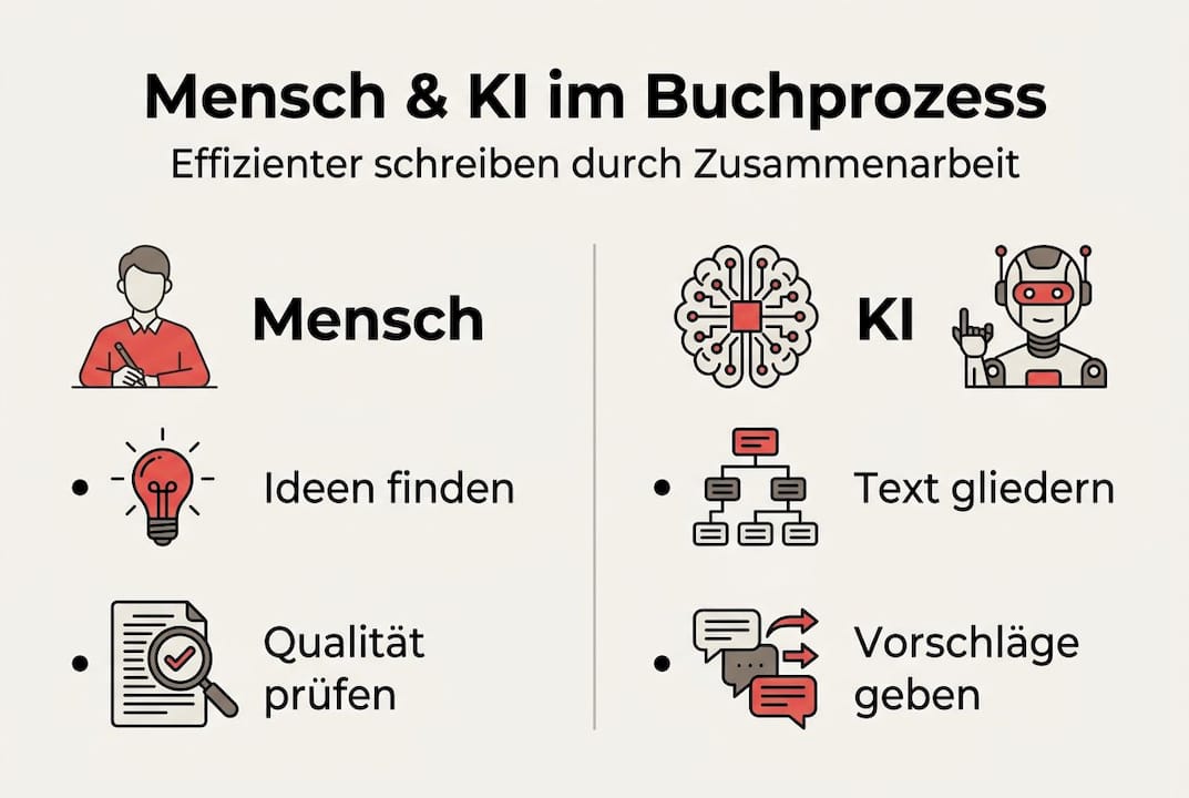 Infografik: Wie Mensch und Künstliche Intelligenz gemeinsam Texte erstellen