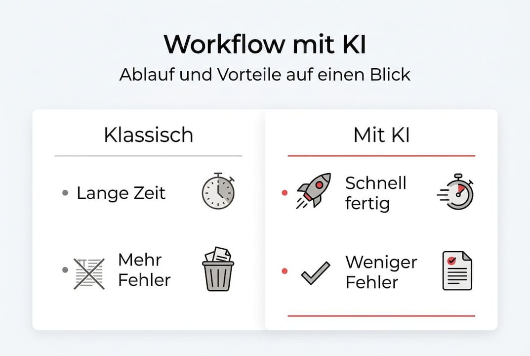 Infografik: So funktioniert der KI-gestützte Autorenprozess – Ablauf und Mehrwert auf einen Blick