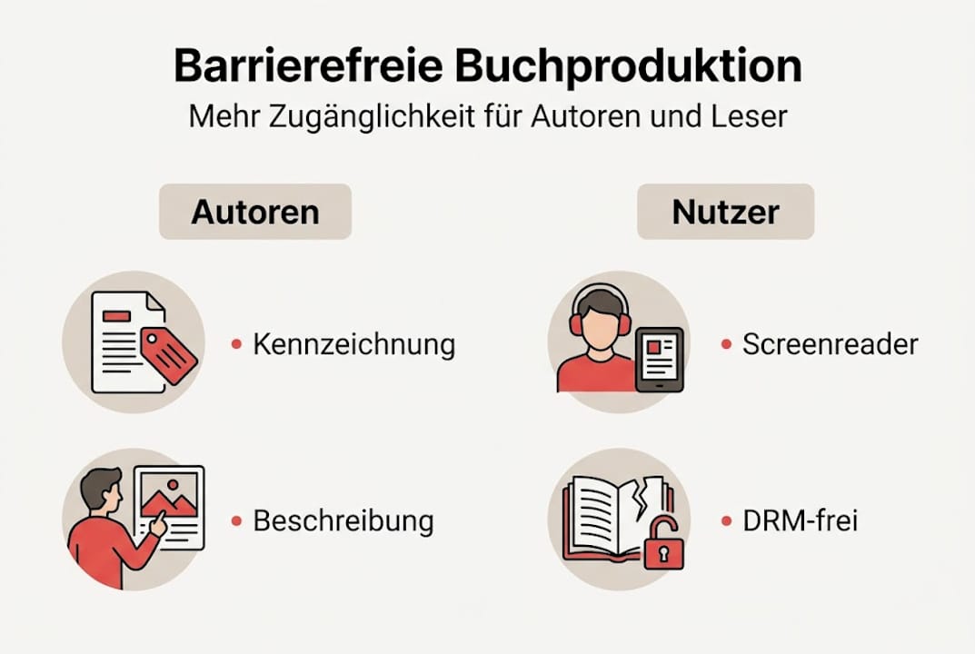 Barrierefreie Buchproduktion auf einen Blick – Infografik