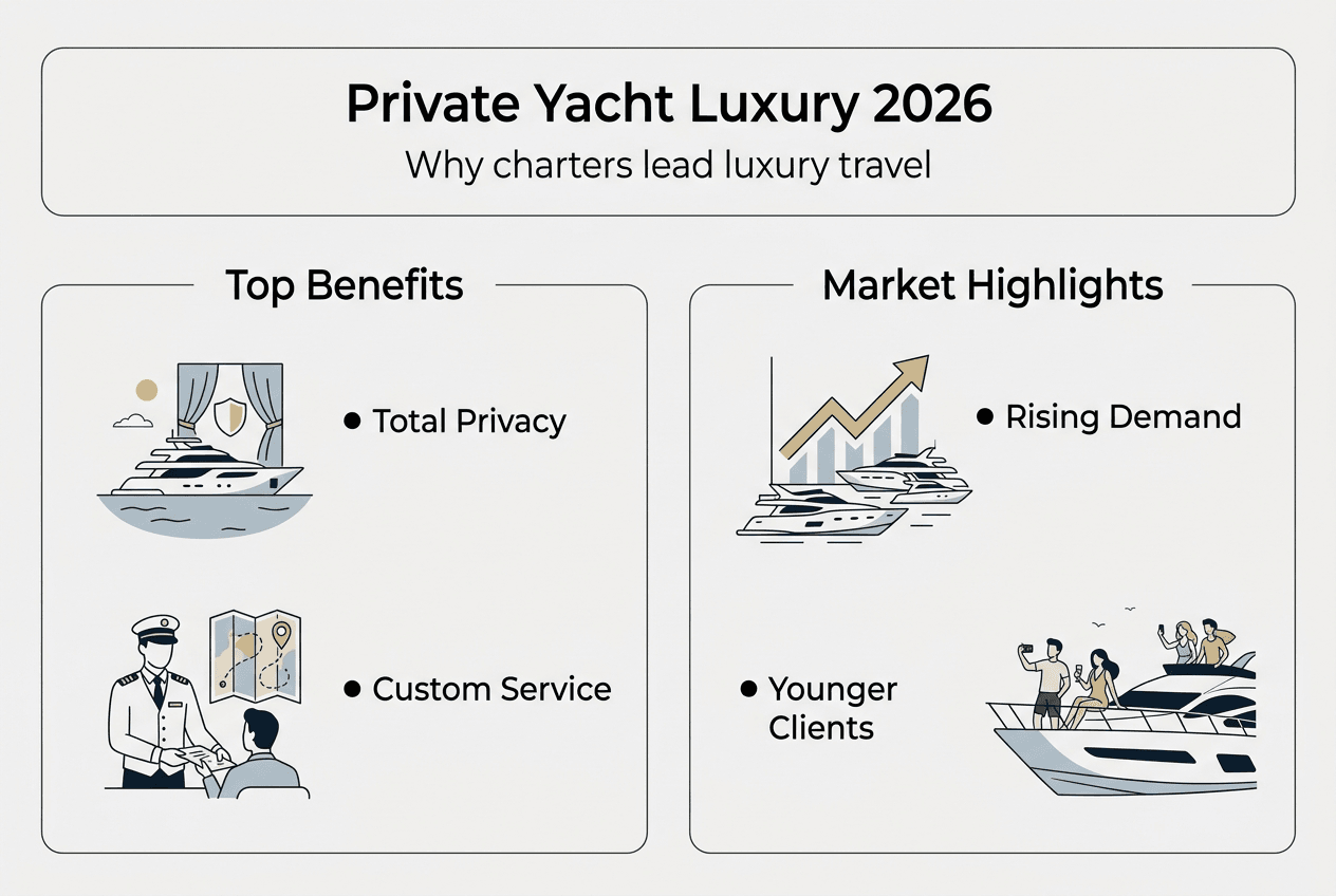 Infographic of top yacht charter benefits and trends
