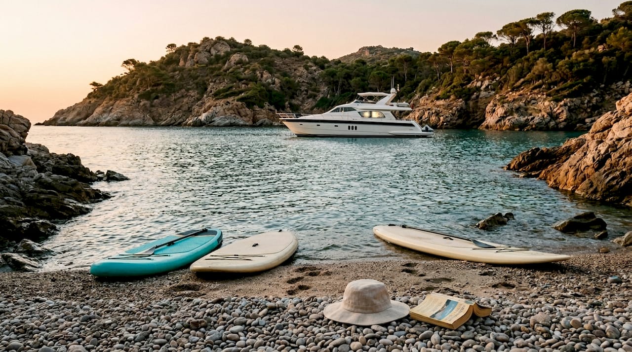 Luxury yacht anchored in a Sardinian cove