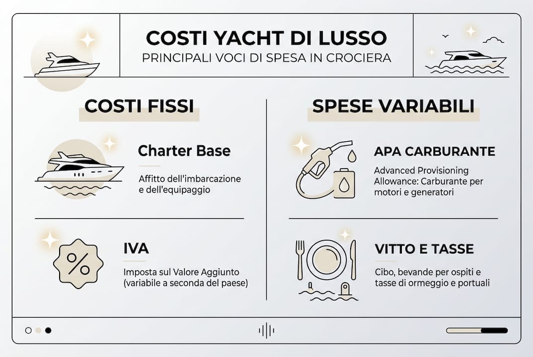 Guida visiva ai prezzi del noleggio di yacht di lusso