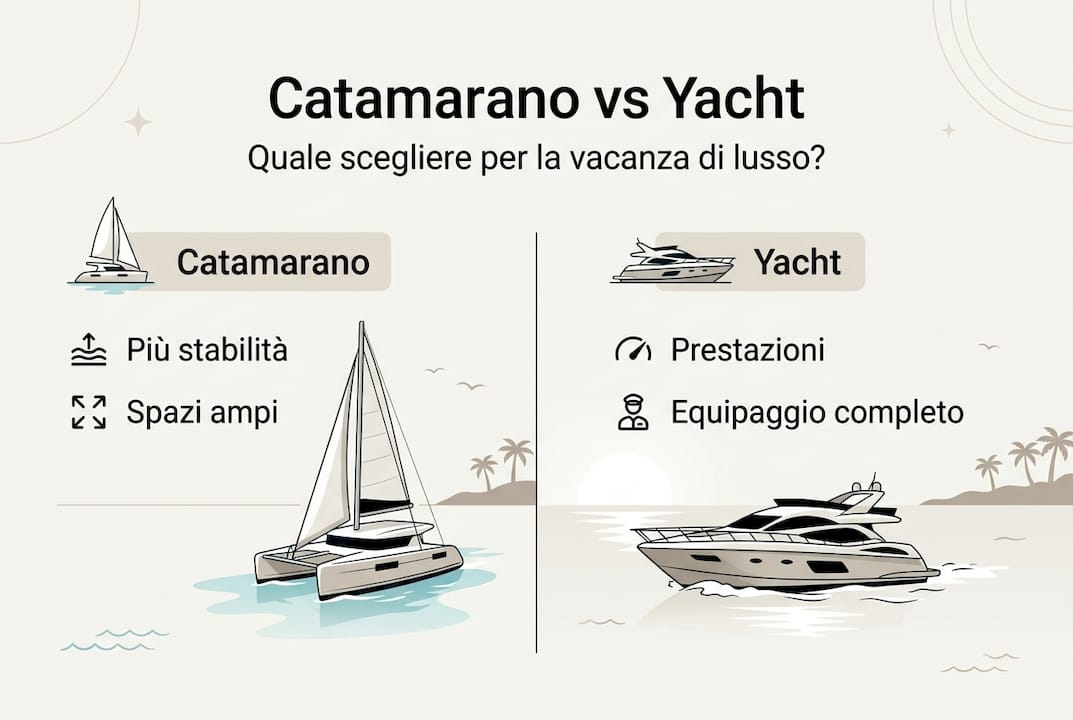 Infografica: differenze e caratteristiche tra catamarani e yacht