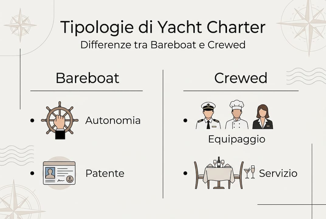 Guida visuale alle principali tipologie di charter e alle loro differenze