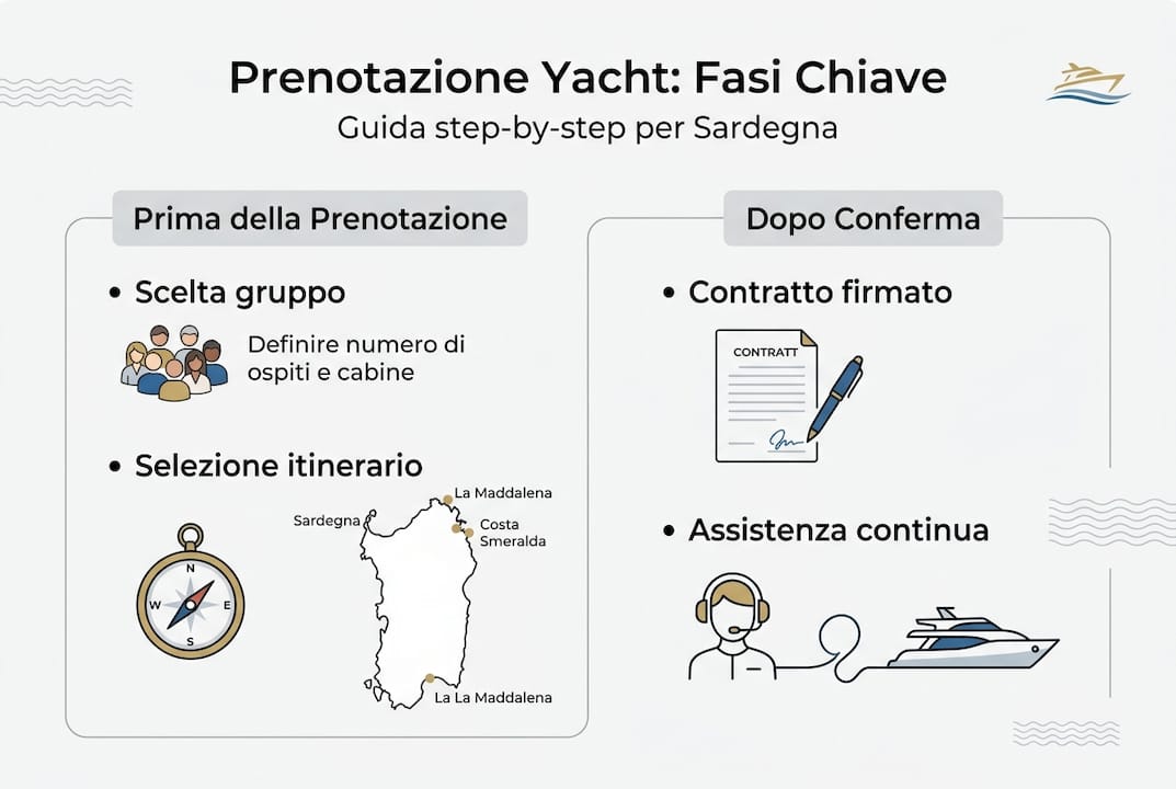 Infografica: tutti i passaggi per prenotare uno yacht