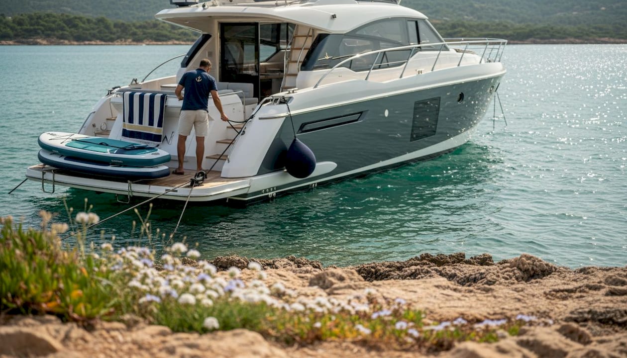 Yacht ormeggiato in una baia tranquilla della Costa Smeralda