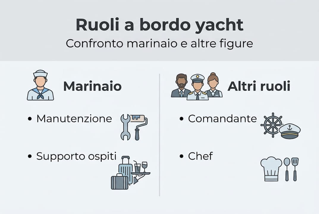 Infografica: differenze e funzioni dei ruoli a bordo di uno yacht