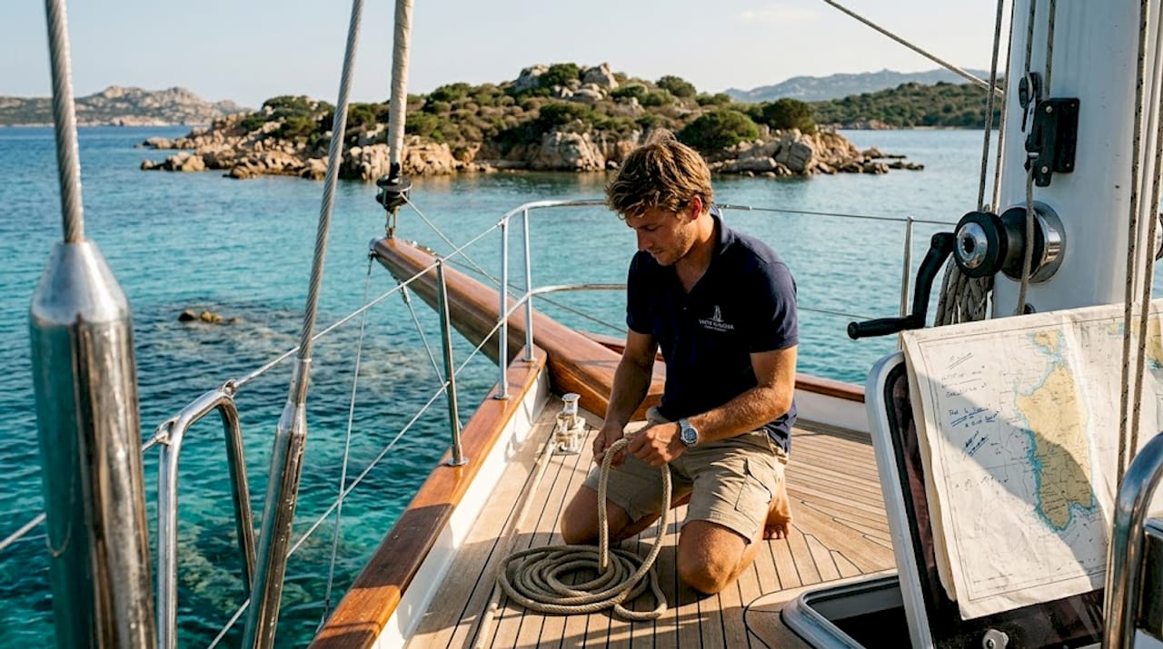 Yacht approaching La Maddalena islands