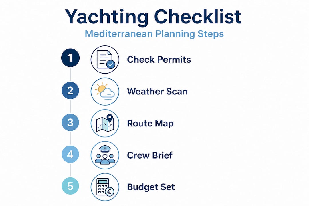 Infographic of Mediterranean yachting planning steps