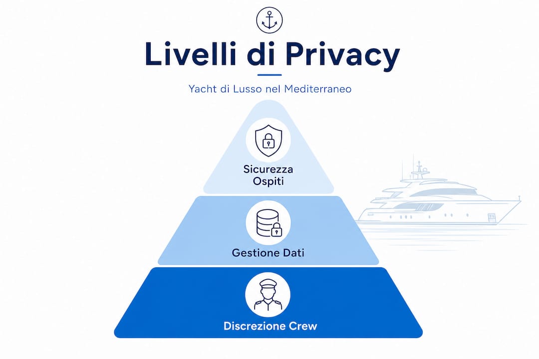 Infografica sui diversi livelli di privacy a bordo degli yacht di lusso