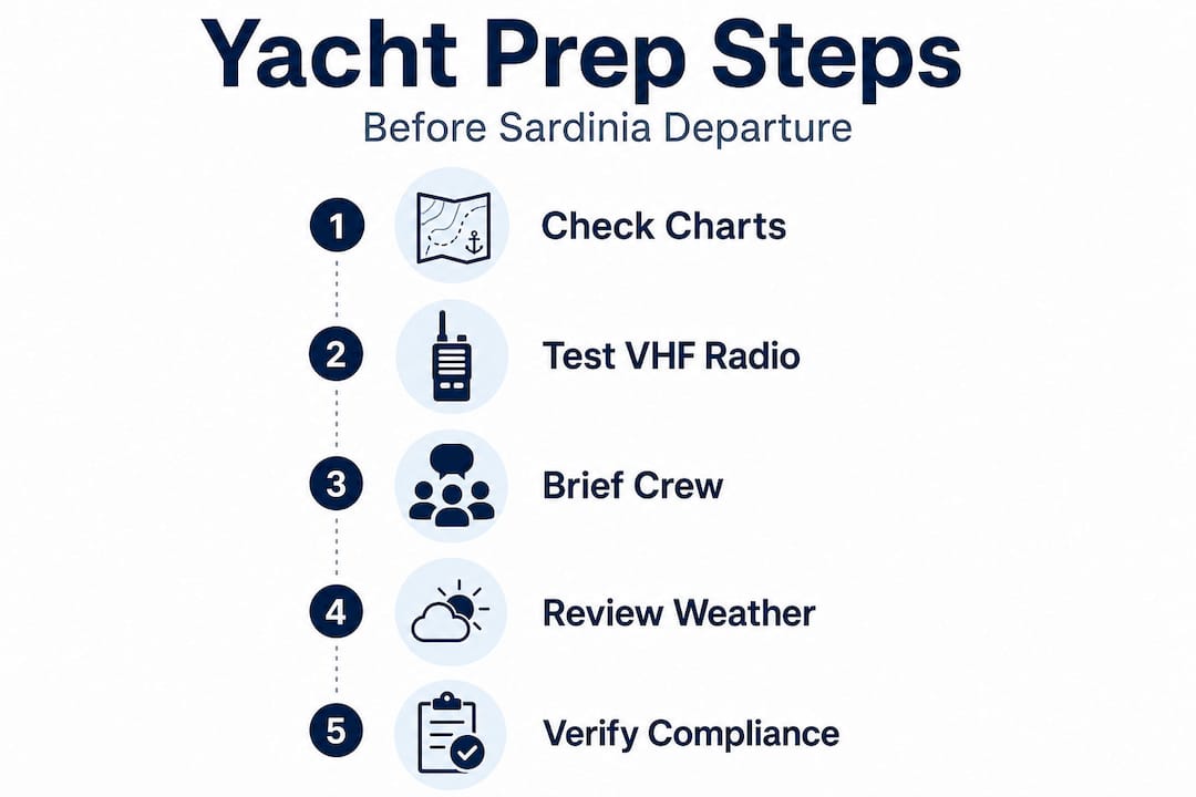 Infographic showing key yacht preparation steps