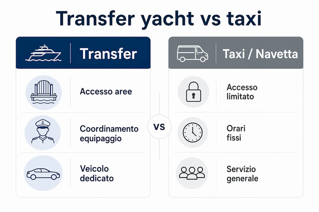 Infografica: yacht transfer o taxi? Scopri le differenze a colpo d’occhio