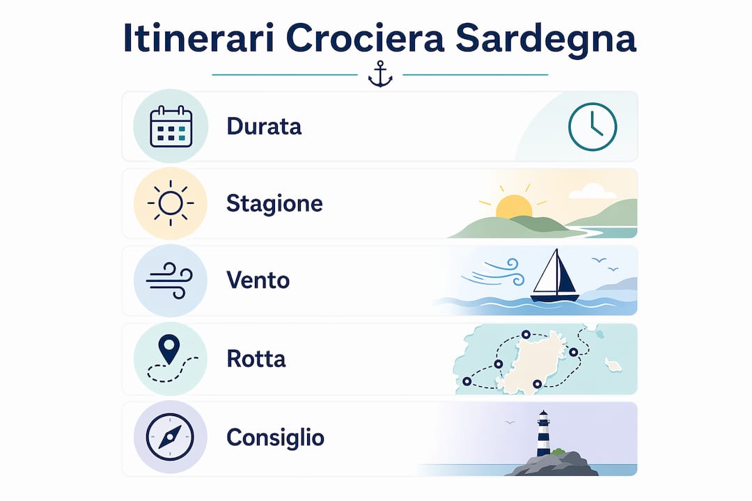 Infografica: tutti i passaggi per scegliere l’itinerario perfetto per la tua crociera in Sardegna