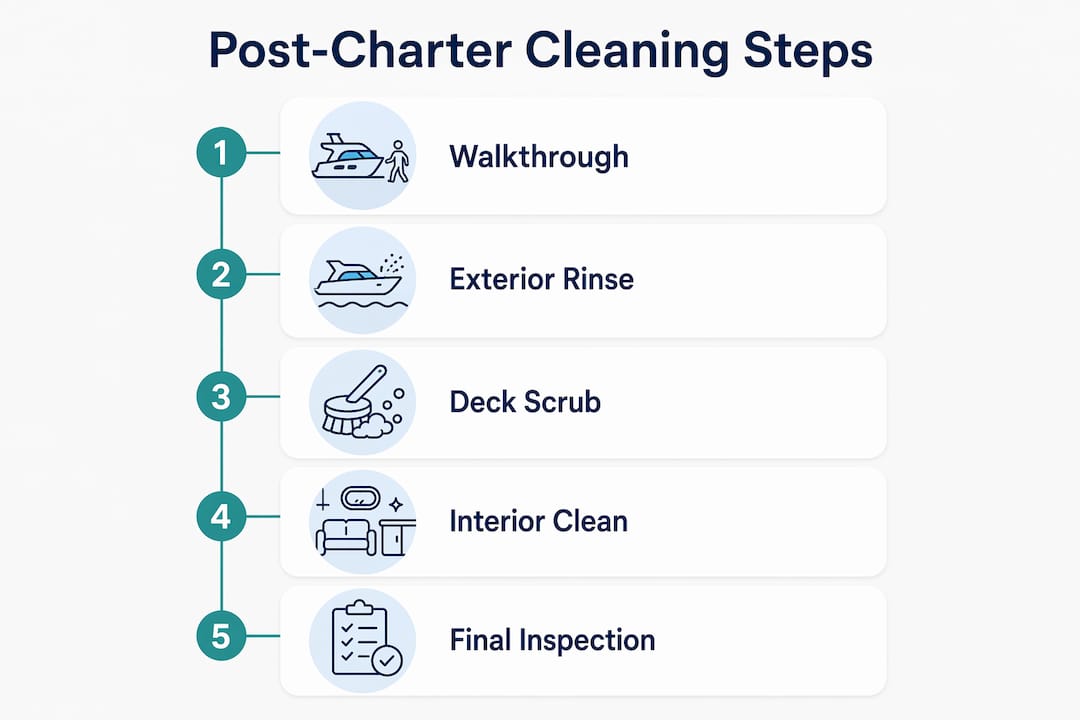 Infographic showing yacht cleaning steps