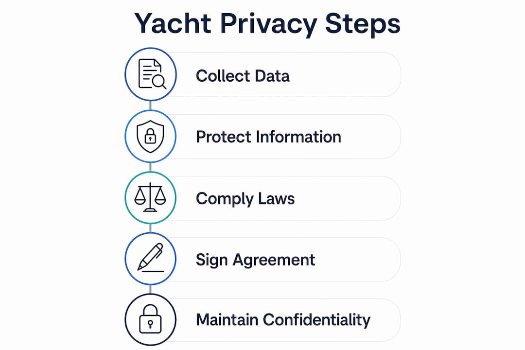 Infographic showing yacht privacy policy key steps