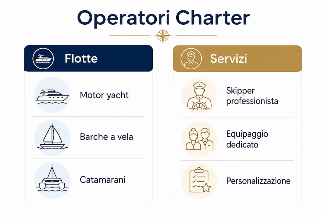 Infografica: confronto tra le flotte e i servizi offerti dai principali operatori charter