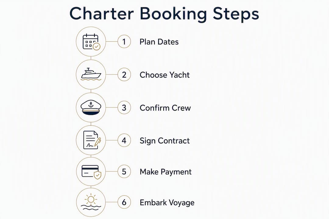 Infographic showing yacht charter booking steps