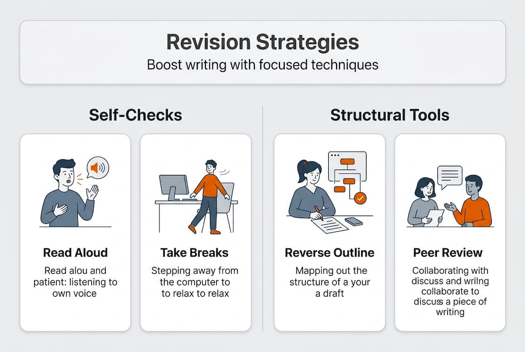 Infographic shows revision strategies categories and labels