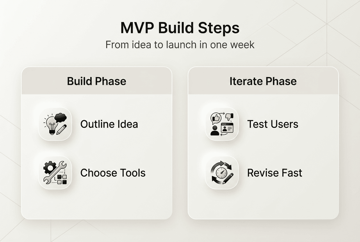 Infographic showing MVP build and iterate steps