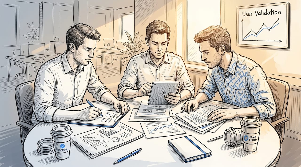 Startup team analyzing MVP user data