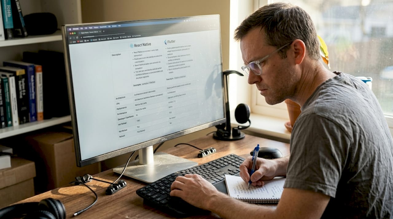 Developer comparing cross-platform and native tools