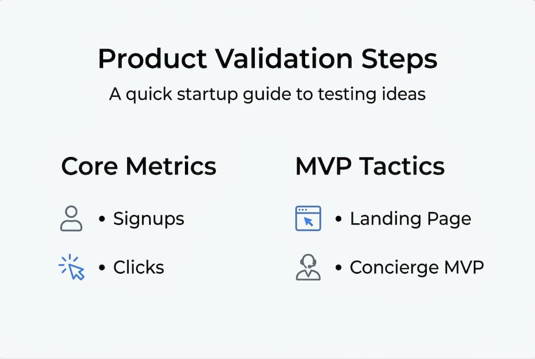 Infographic showing validation steps and key tactics