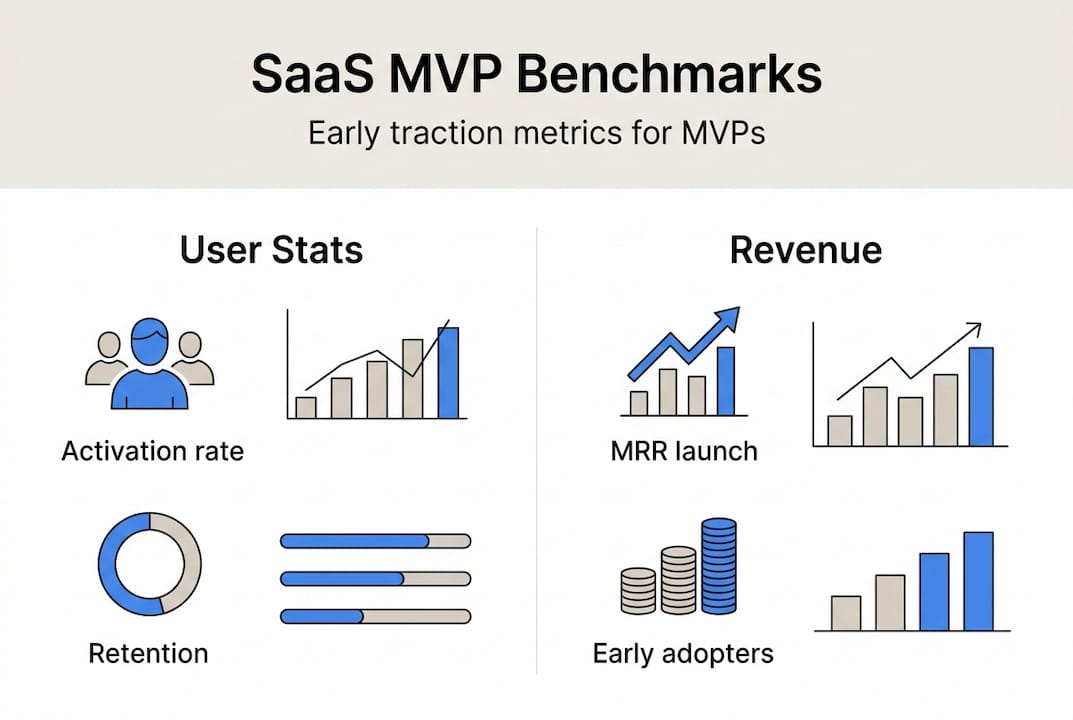 Infographic of key SaaS MVP benchmarks