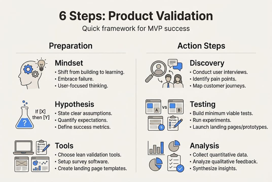 Infographic of six MVP validation steps
