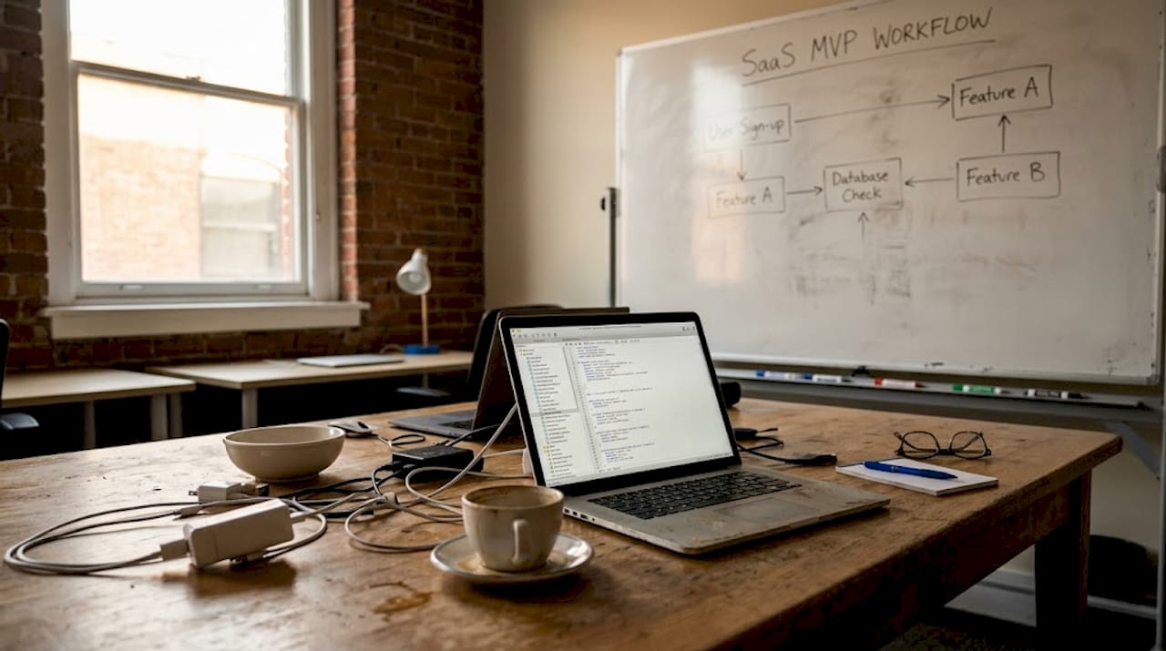 Engineering team collaborates building SaaS MVP