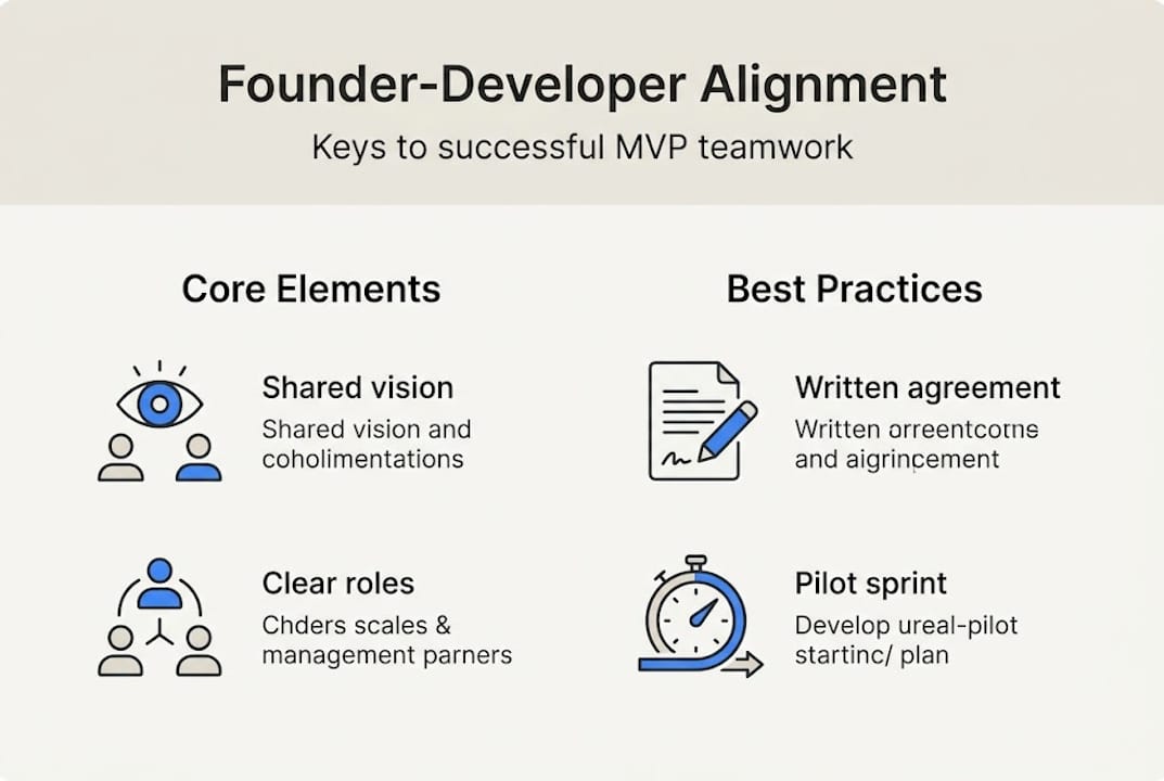 Infographic of founder-developer alignment frameworks