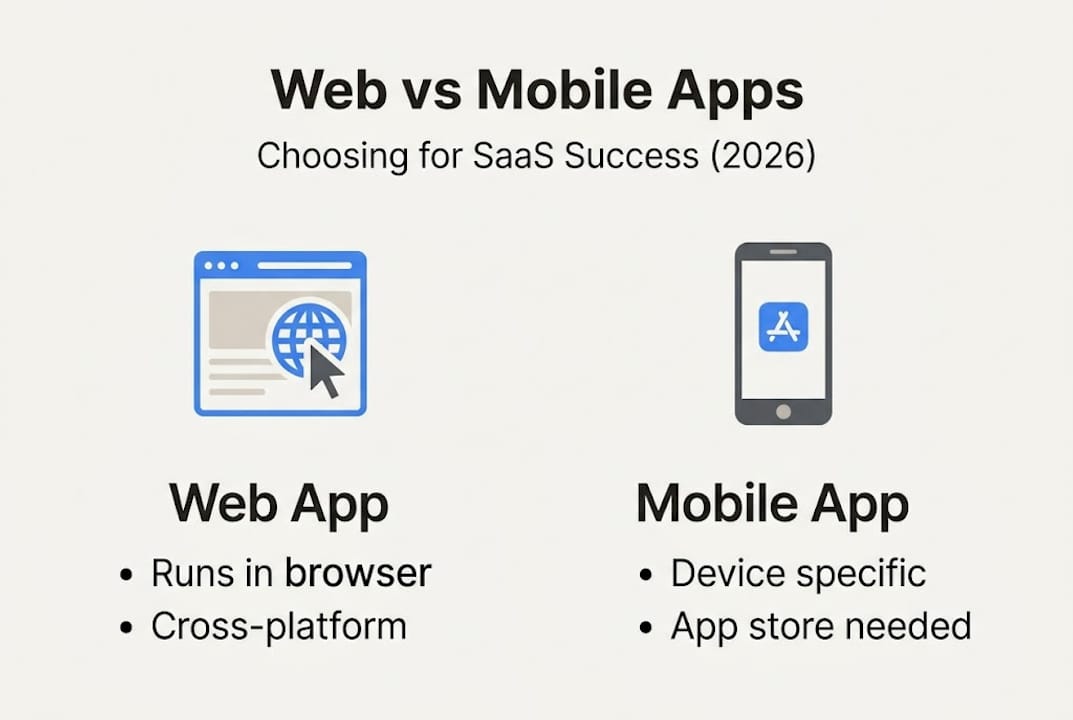 Infographic summarizing key web and mobile app differences
