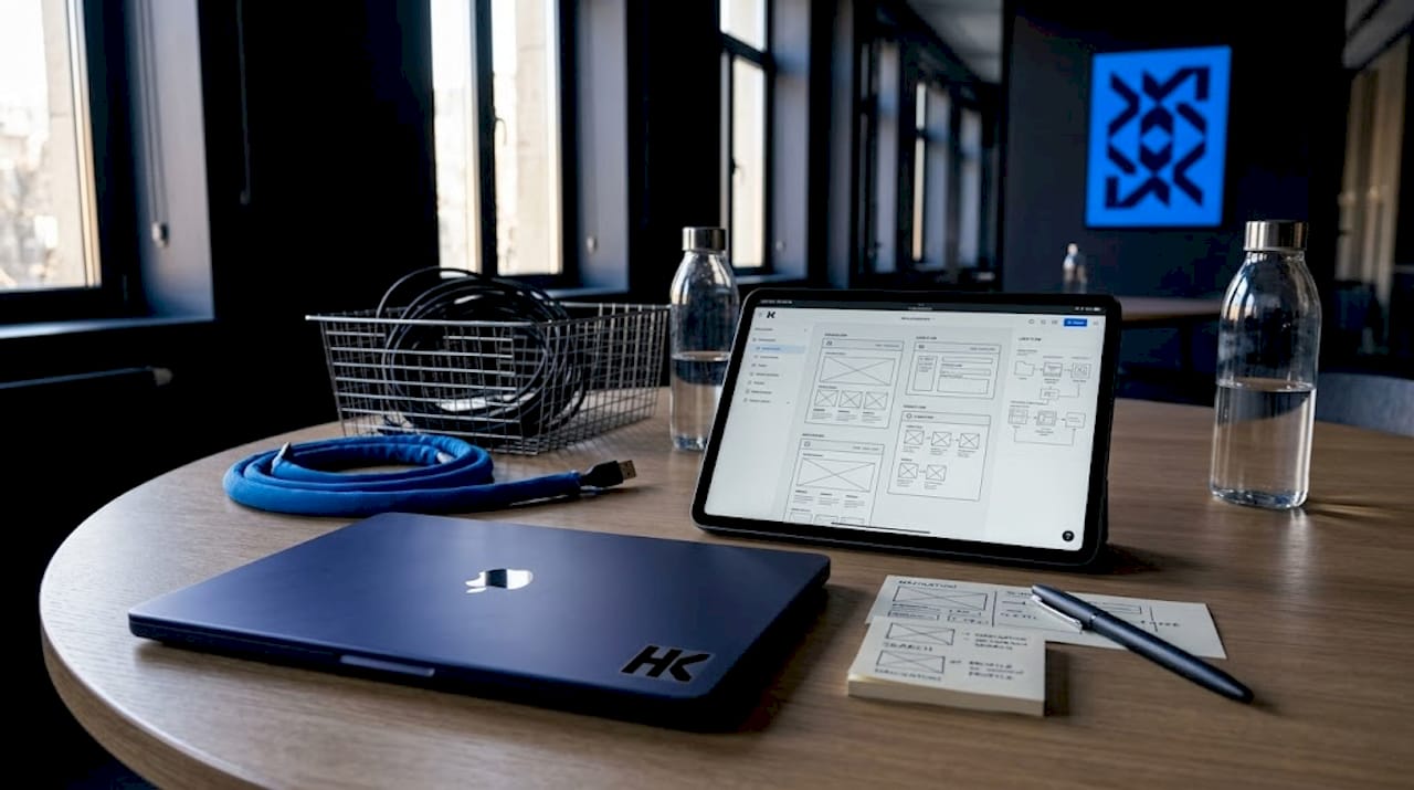Designer working on web app wireframes