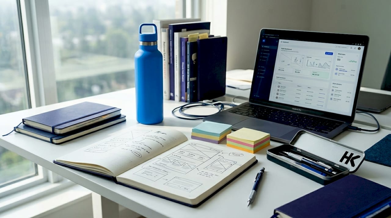 Engineer sketches mvp ideas at sunlit desk