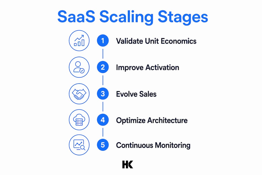 Infographic showing SaaS scaling stages