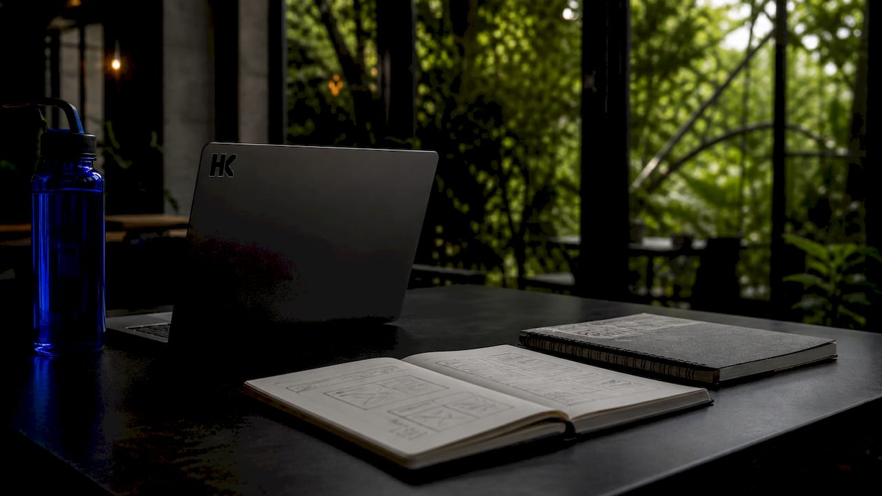 Developer coding at office desk