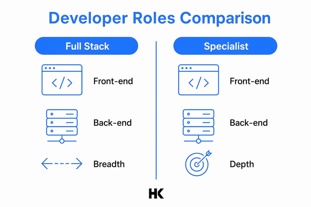 Infographic comparing full stack and specialist developer roles